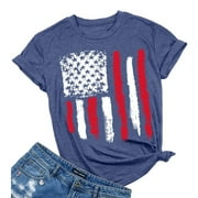 KimSoong Women Patriotic Shirts American Flag Shirt 4th of July Tshirt Graphic Tees Casual Short Sleeve Tee Top